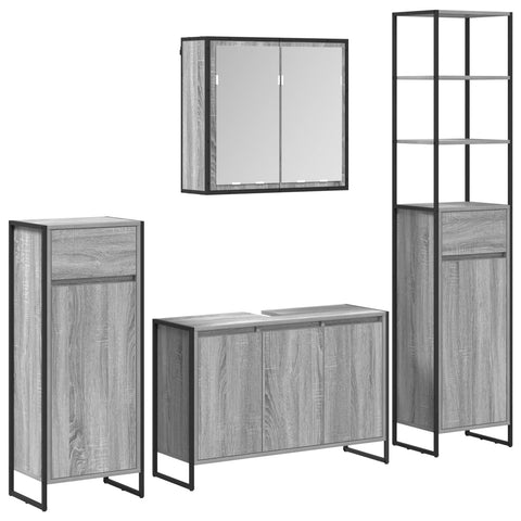 vidaXL Bathroom Furniture Set with Drawer Grey Sonoma Engineered Wood