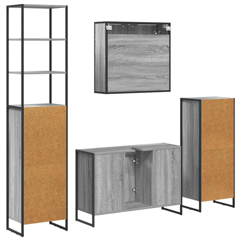 vidaXL Bathroom Furniture Set with Drawer Grey Sonoma Engineered Wood