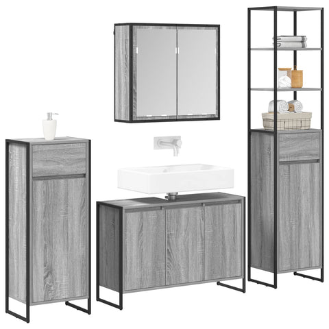 vidaXL Bathroom Furniture Set with Drawer Grey Sonoma Engineered Wood