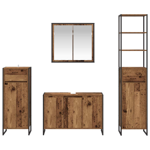 vidaXL Bathroom Furniture Set with Drawer Old Wood Engineered Wood