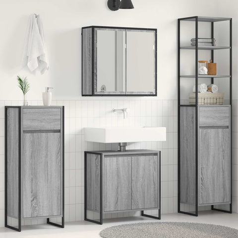 vidaXL Bathroom Furniture Set with Drawer Grey Sonoma Engineered Wood
