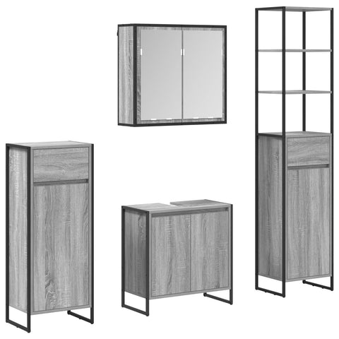 vidaXL Bathroom Furniture Set with Drawer Grey Sonoma Engineered Wood