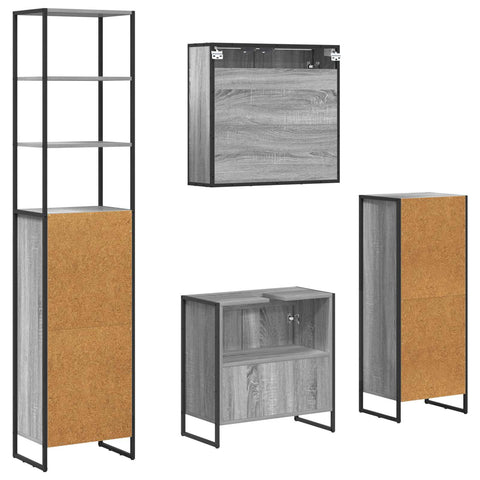vidaXL Bathroom Furniture Set with Drawer Grey Sonoma Engineered Wood