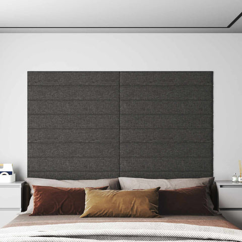 vidaXL Wall Headboard 12 pcs Dark Grey 90 x 15 cm Fabric
