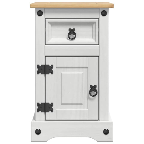 vidaXL Bedside Table White 35 x 32.5 x 58 cm Solid Pine Wood