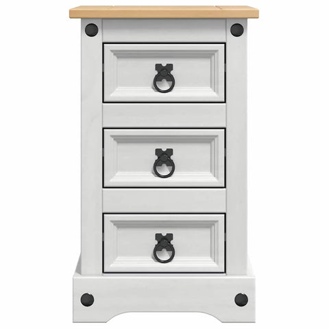 vidaXL Bedside Table White 35 x 32.5 x 58 cm Solid Pine Wood