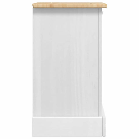 vidaXL Bedside Table White 35 x 32.5 x 58 cm Solid Pine Wood