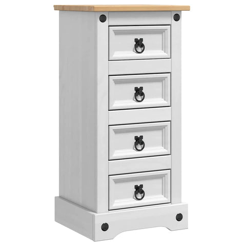 vidaXL Bedside Table White 35 x 32.5 x 74 cm Solid Pine Wood