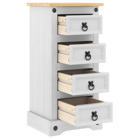 vidaXL Bedside Table White 35 x 32.5 x 74 cm Solid Pine Wood