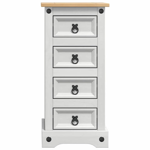 vidaXL Bedside Table White 35 x 32.5 x 74 cm Solid Pine Wood