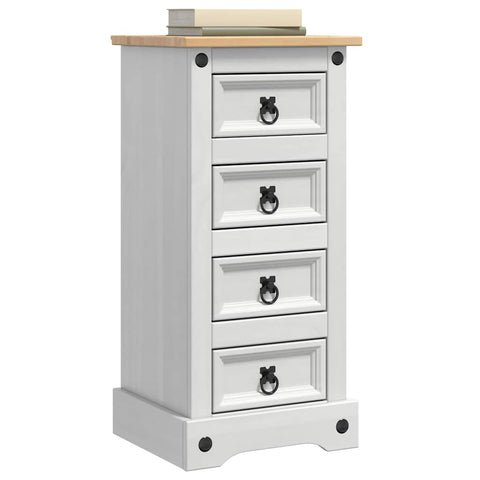 vidaXL Bedside Table White 35 x 32.5 x 74 cm Solid Pine Wood