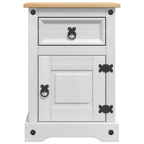 vidaXL Bedside Table with Drawer White 45 x 35 x 64 cm Solid Pine Wood