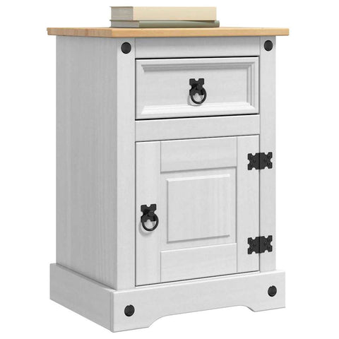 vidaXL Bedside Table with Drawer White 45 x 35 x 64 cm Solid Pine Wood