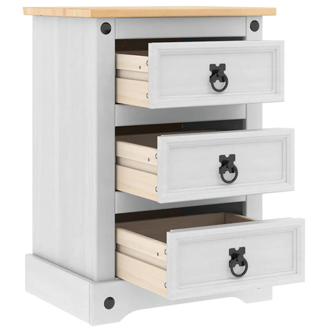 vidaXL Bedside Table with Drawer White 45 x 35 x 64 cm Solid Pine Wood