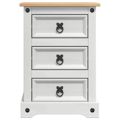 vidaXL Bedside Table with Drawer White 45 x 35 x 64 cm Solid Pine Wood