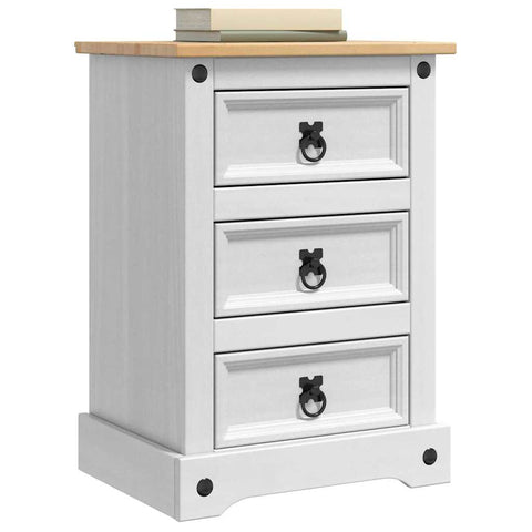 vidaXL Bedside Table with Drawer White 45 x 35 x 64 cm Solid Pine Wood