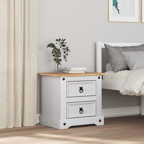 vidaXL Bedside Table with Drawer White 53 x 39 x 47 cm Solid Pine Wood