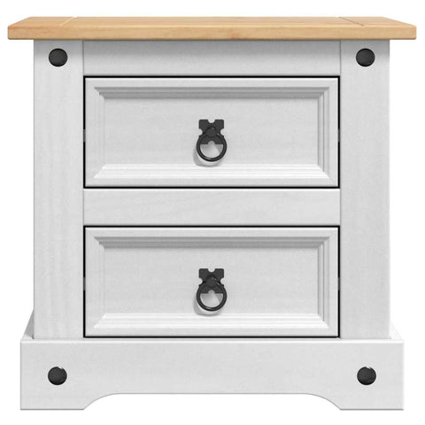 vidaXL Bedside Table with Drawer White 53 x 39 x 47 cm Solid Pine Wood