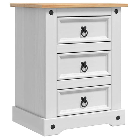 vidaXL Bedside Table with Drawer White 53 x 39 x 66 cm Solid Pine Wood