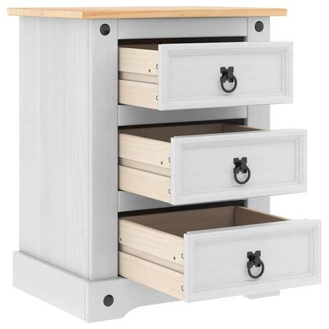 vidaXL Bedside Table with Drawer White 53 x 39 x 66 cm Solid Pine Wood