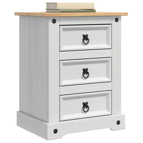 vidaXL Bedside Table with Drawer White 53 x 39 x 66 cm Solid Pine Wood