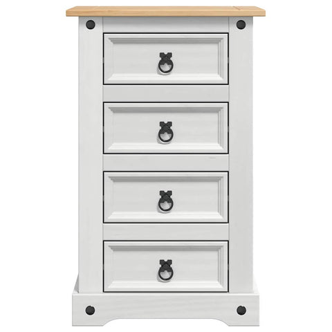 vidaXL Bedside Table with Drawer White 53 x 39 x 84 cm Solid Pine Wood