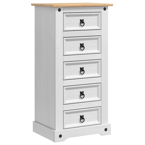 vidaXL Bedside Table White 53 x 39 x 103 cm Solid Pine Wood