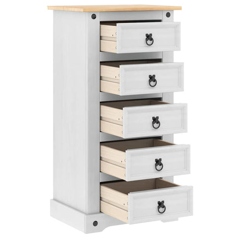 vidaXL Bedside Table White 53 x 39 x 103 cm Solid Pine Wood