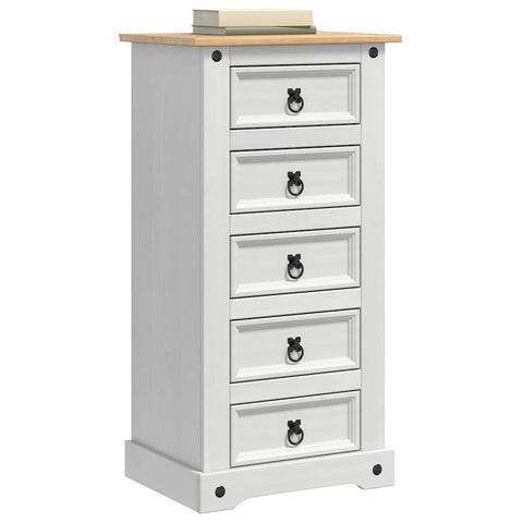vidaXL Bedside Table White 53 x 39 x 103 cm Solid Pine Wood