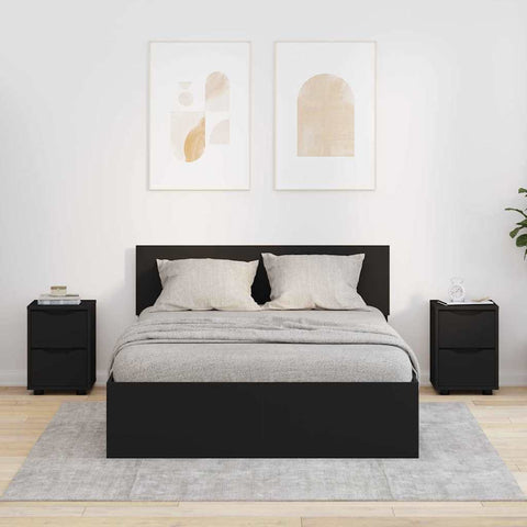 vidaXL Bedside Tables 2 pcs Black 30.5 x 30 x 43 cm Engineered Wood