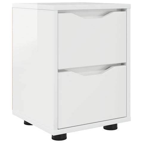vidaXL Bedside Table with Drawer High Gloss White 30.5 x 30 x 43 cm