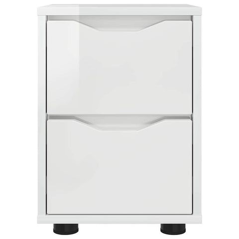 vidaXL Bedside Table with Drawer High Gloss White 30.5 x 30 x 43 cm