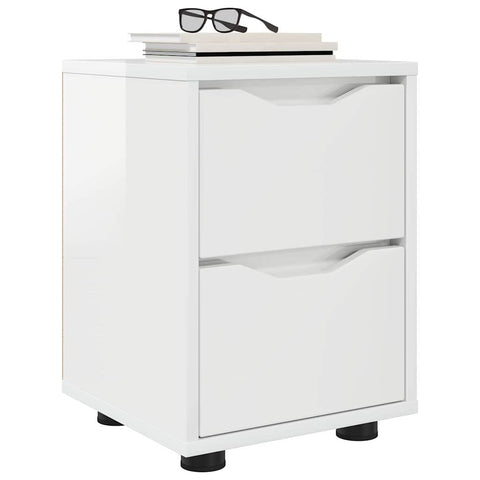 vidaXL Bedside Table with Drawer High Gloss White 30.5 x 30 x 43 cm