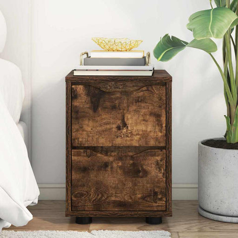 vidaXL Bedside Table Smoked Oak 30.5 x 30 x 43 cm Engineered Wood