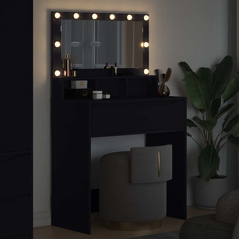 vidaXL Bedroom Dressing Tables with Drawer Black 80 x 39.6 x 135 cm