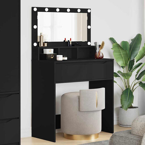 vidaXL Bedroom Dressing Tables with Drawer Black 80 x 39.6 x 135 cm