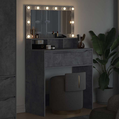 vidaXL Bedroom Dressing Tables Concrete Grey 80 x 39.6 x 135 cm