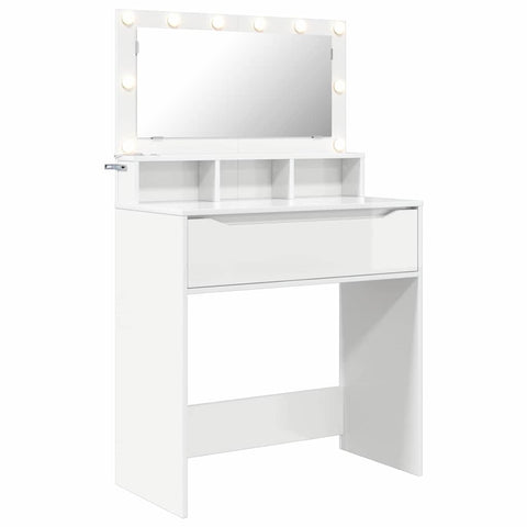vidaXL Bedroom Dressing Tables High Gloss White 80 x 39.6 x 135 cm