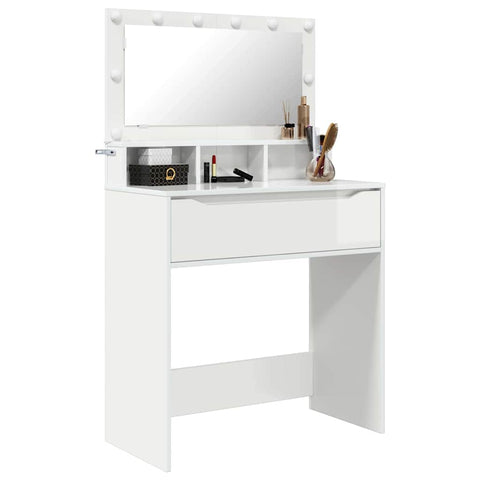 vidaXL Bedroom Dressing Tables High Gloss White 80 x 39.6 x 135 cm