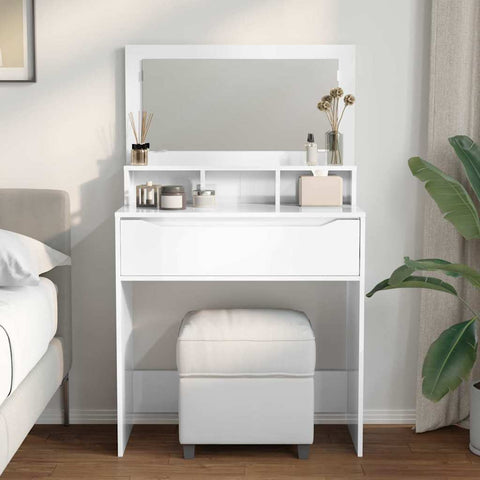 vidaXL Bedroom Dressing Tables High Gloss White 80 x 39.6 x 135 cm