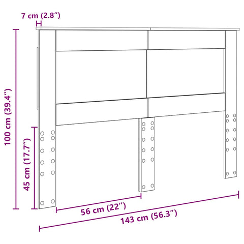 vidaXL Headboard with Headboard Grey Sonoma 140 cm Engineered Wood
