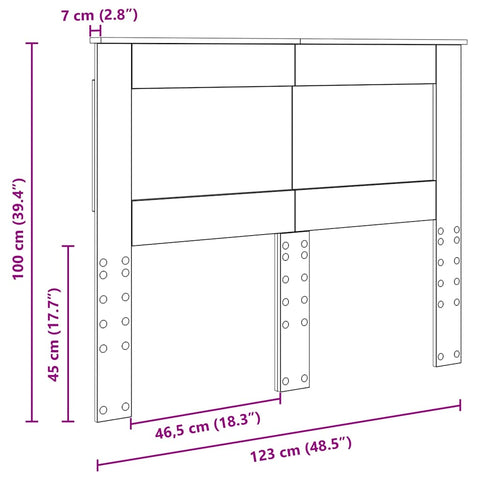 vidaXL Headboard with Headboard Grey Sonoma 120 cm Engineered Wood