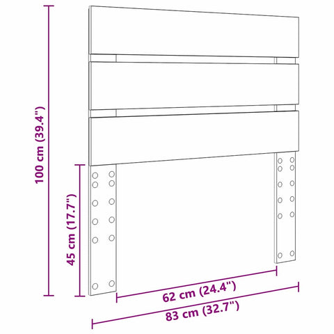 vidaXL Headboard with Headboard Concrete Grey 80 cm Engineered Wood