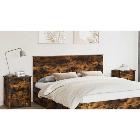 vidaXL Headboard with Headboard Smoked Oak 200 cm Engineered Wood