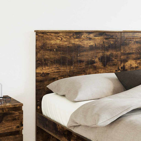vidaXL Headboard with Headboard Smoked Oak 160 cm Engineered wood