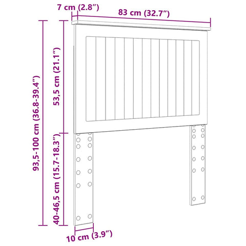vidaXL Headboard with Headboard Black Oak 80 cm Engineered wood