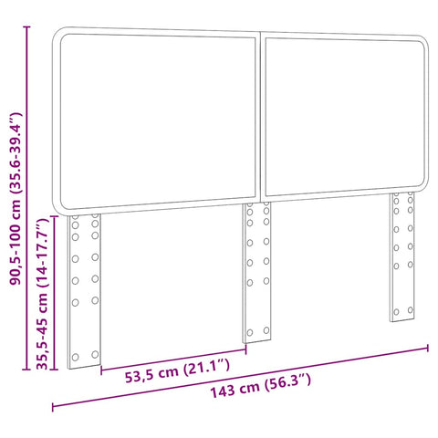 vidaXL Headboard with Headboard Grey Sonoma 140 cm Engineered wood