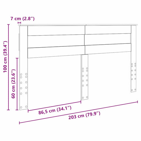 vidaXL Headboard with Headboard White 200 cm Engineered wood