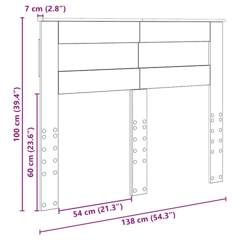 vidaXL Headboard with Headboard Old Wood 135 cm Engineered wood