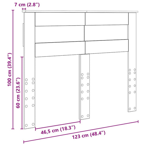 vidaXL Headboard with Headboard Black Oak 120 cm Engineered wood